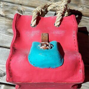 Pottery Purse Planter with rope handles